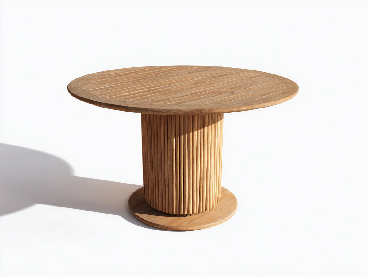 Table de jardin - bois - 118x118x75 cm - bois naturel - style contemporain
