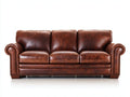 Canapé 3 places - similicuir - 216x92x88 cm - marron cognac - style classique vintage