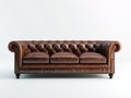 Canapé 3 places - similicuir - 222x92x77 cm - marron cognac - style Chesterfield classique