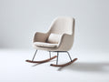 Fauteuil à bascule - tissu bouclette-métal-bois - 80x73x89 cm - beige-noir-noyer - style scandinave
