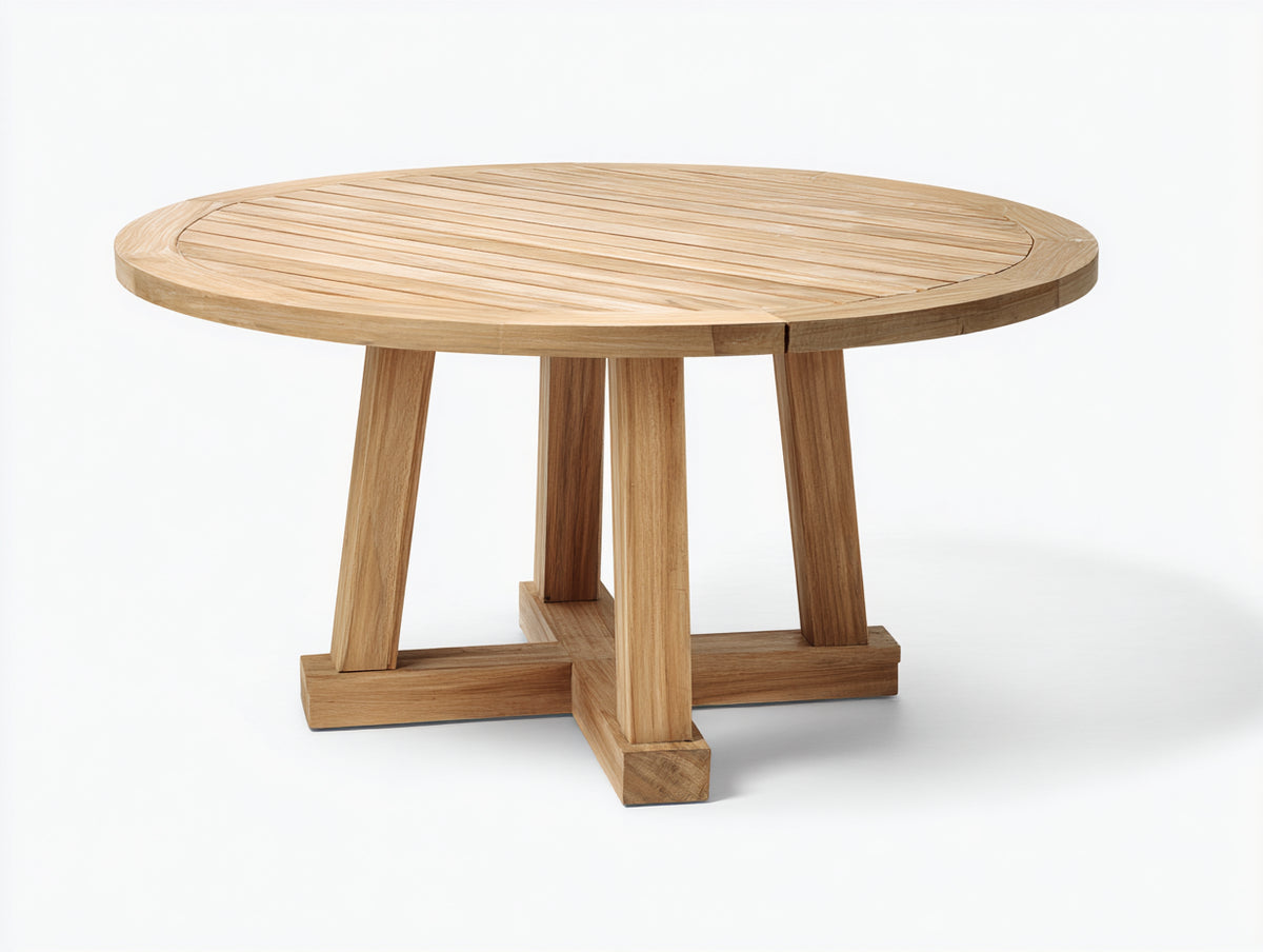 Table de jardin - bois - 128x128x75 cm - bois blond - style rustique moderne