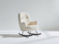 Fauteuil à bascule - tissu bouclette-métal - 74x69x91 cm - écru-noir - style rétro moderne
