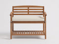 Banc de jardin - Bois-Textile - 120x60x110 cm - Bois brun-Écru - Style naturel