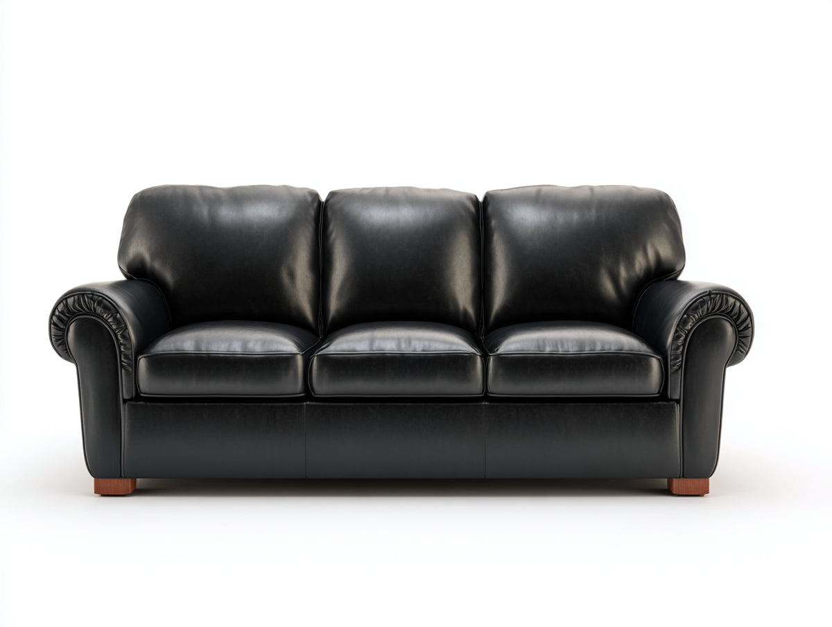 Canapé 3 places - similicuir - 215x90x86 cm - noir - style classique