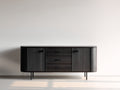 Meuble d'entrée - Bois - Métal - 155x43x80 cm - Noir - Style contemporain arrondi