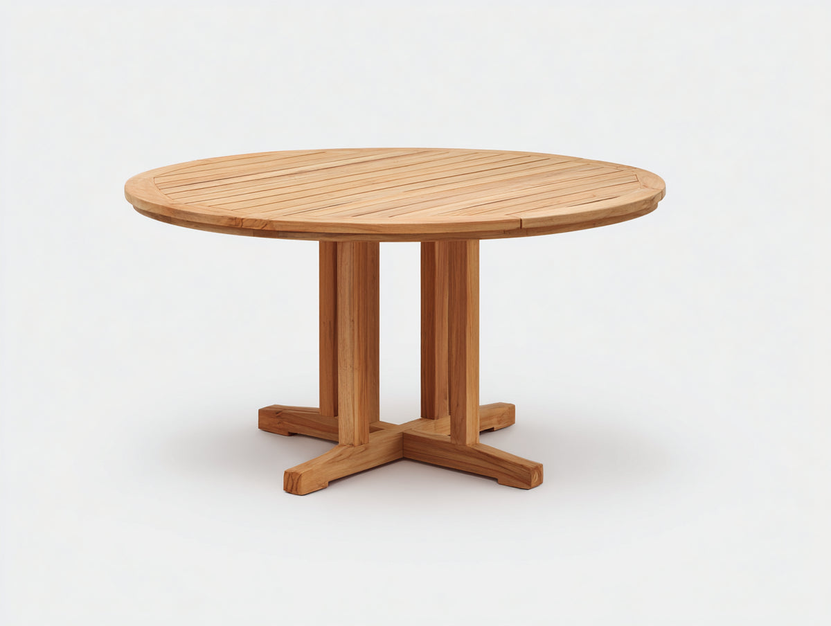Table de jardin - bois - 116x116x74 cm - bois naturel doré - style classique moderne