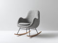 Fauteuil à bascule - tissu bouclette-métal-bois - 79x72x88 cm - gris-noir-bois naturel - style moderne