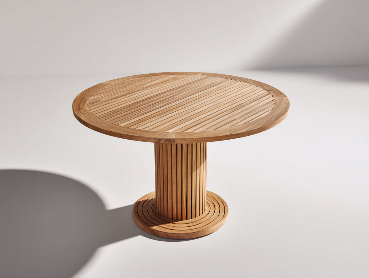 Table de jardin - bois - 112x112x75 cm - bois naturel - style contemporain