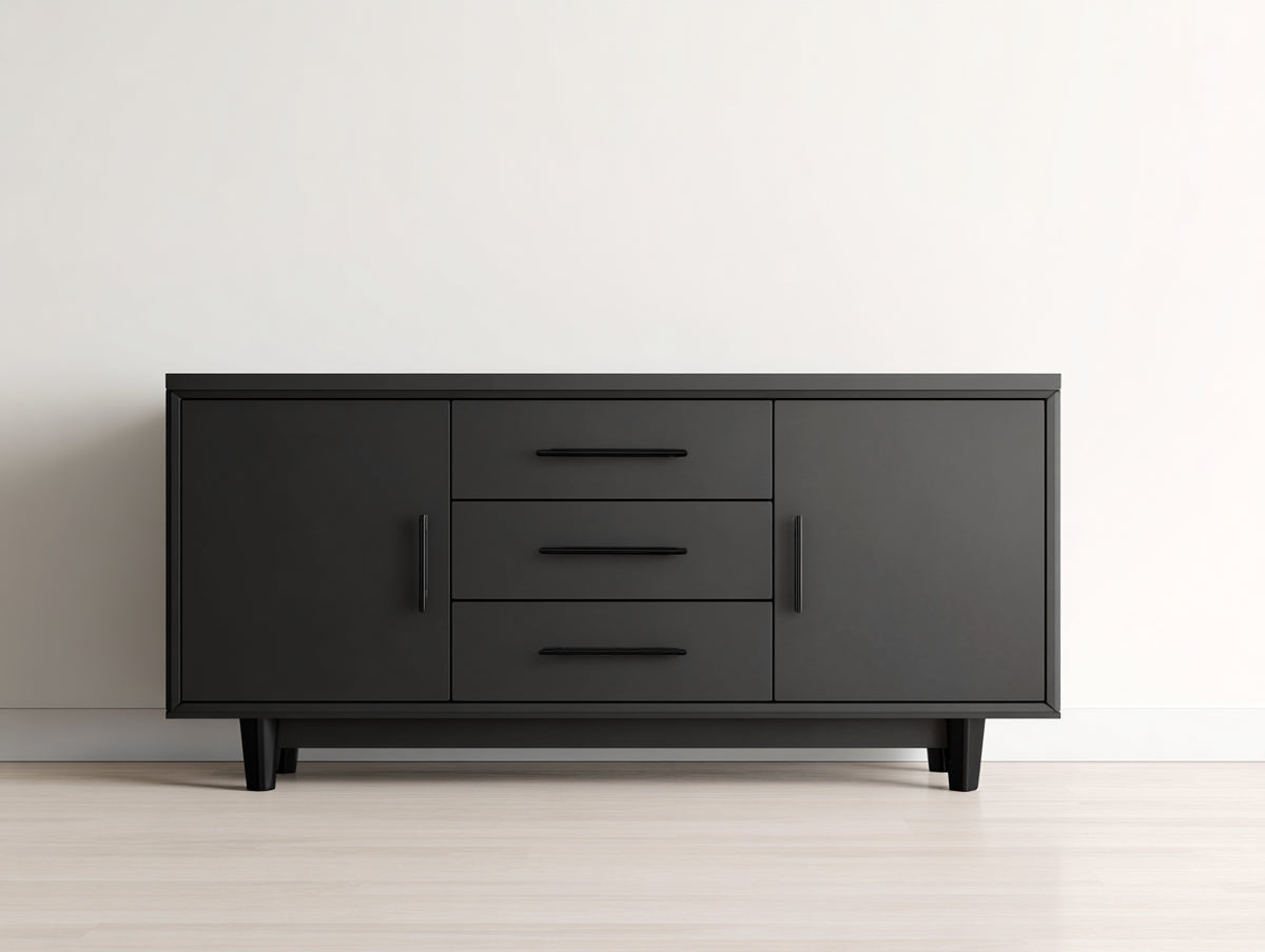 Meuble d'entrée - Bois - 150x40x80 cm - Noir - Style contemporain