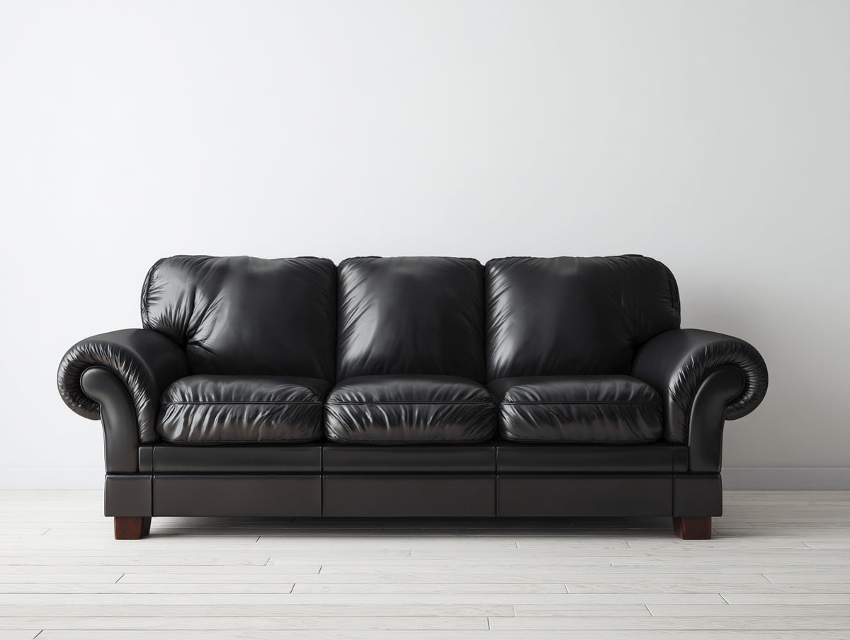 Canapé 3 places - similicuir - 218x93x87 cm - noir - style classique