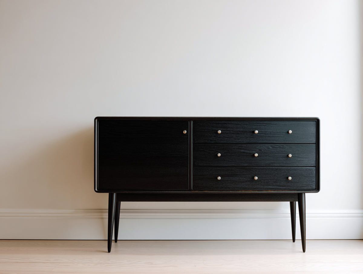 Meuble d'entrée - Bois - 120x40x85 cm - Noir - Style rétro moderne