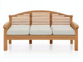 Banc de jardin - bois - textile - 175x68x92 cm - bois naturel-écru - style classique à dossier cintré