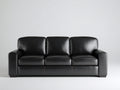 Canapé 3 places - Cuir - 216x92x86 cm - Noir - Style contemporain