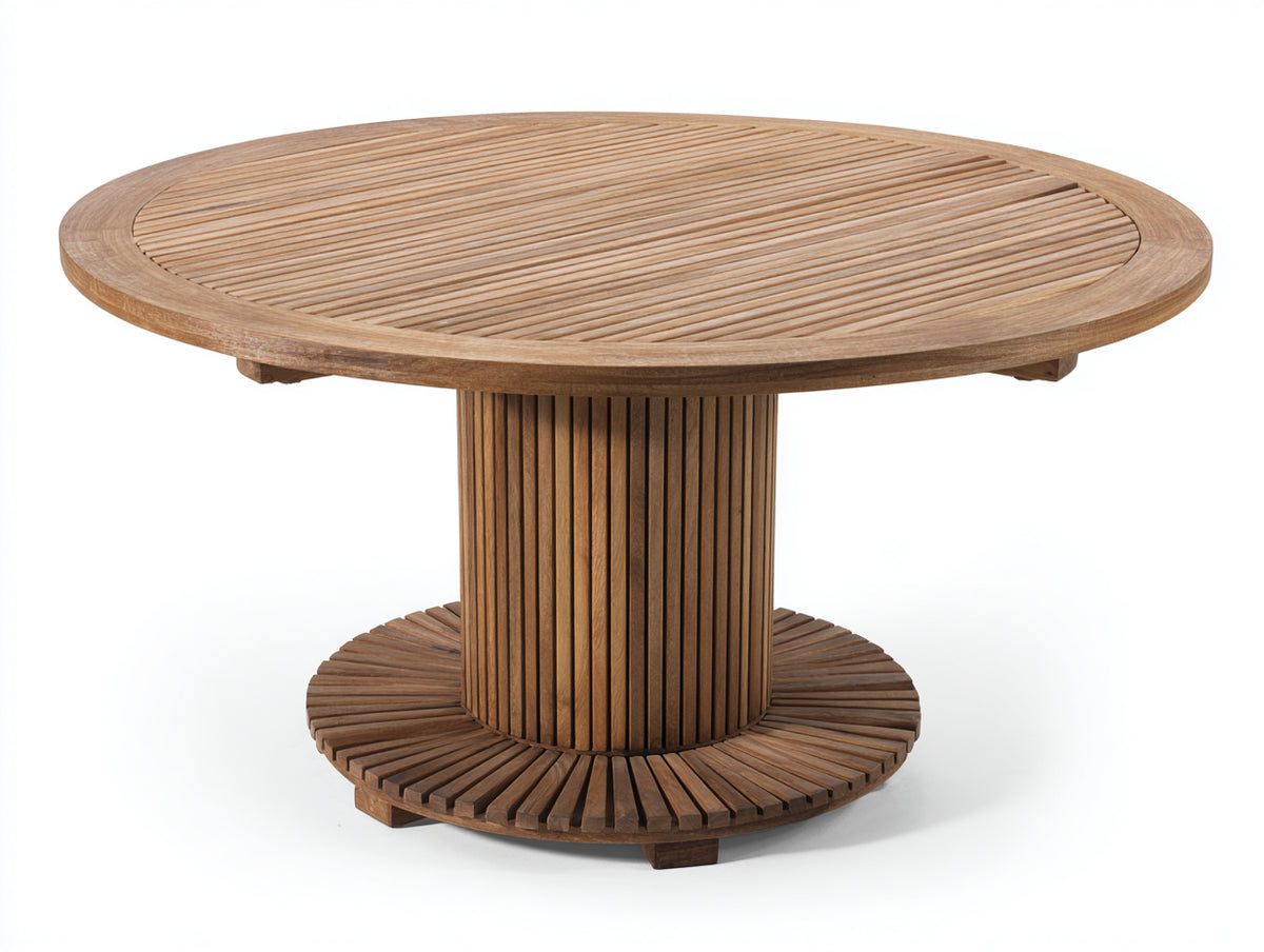 Table de jardin - bois - 126x126x76 cm - brun naturel - style rustique