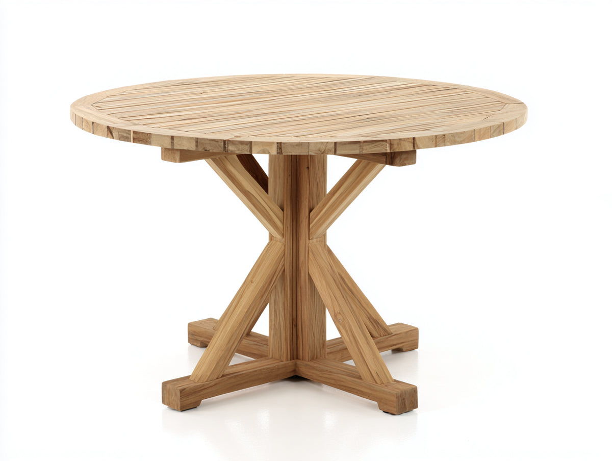 Table de jardin - bois - 122x122x76 cm - bois miel - style industriel naturel