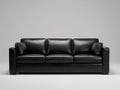 Canapé 3 places - Cuir - 218x91x84 cm - Noir - Style moderne