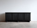 Meuble d'entrée - Bois - 175x43x76 cm - Noir - Style contemporain cannelé
