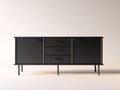 Meuble d'entrée - Bois - Métal - 150x40x80 cm - Noir - Style contemporain linéaire