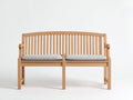 Banc de jardin - bois-textile - 165x63x91 cm - bois naturel-gris clair - style classique à dossier cintré