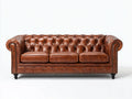 Canapé 3 places - similicuir - 226x93x78 cm - cognac - style Chesterfield