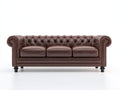 Canapé 3 places - similicuir - 225x92x78 cm - marron - style Chesterfield