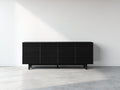 Meuble d'entrée - Bois - 160x42x82 cm - Noir - Style moderne rainuré
