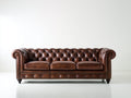 Canapé 3 places - similicuir - 223x93x78 cm - marron - style Chesterfield vintage