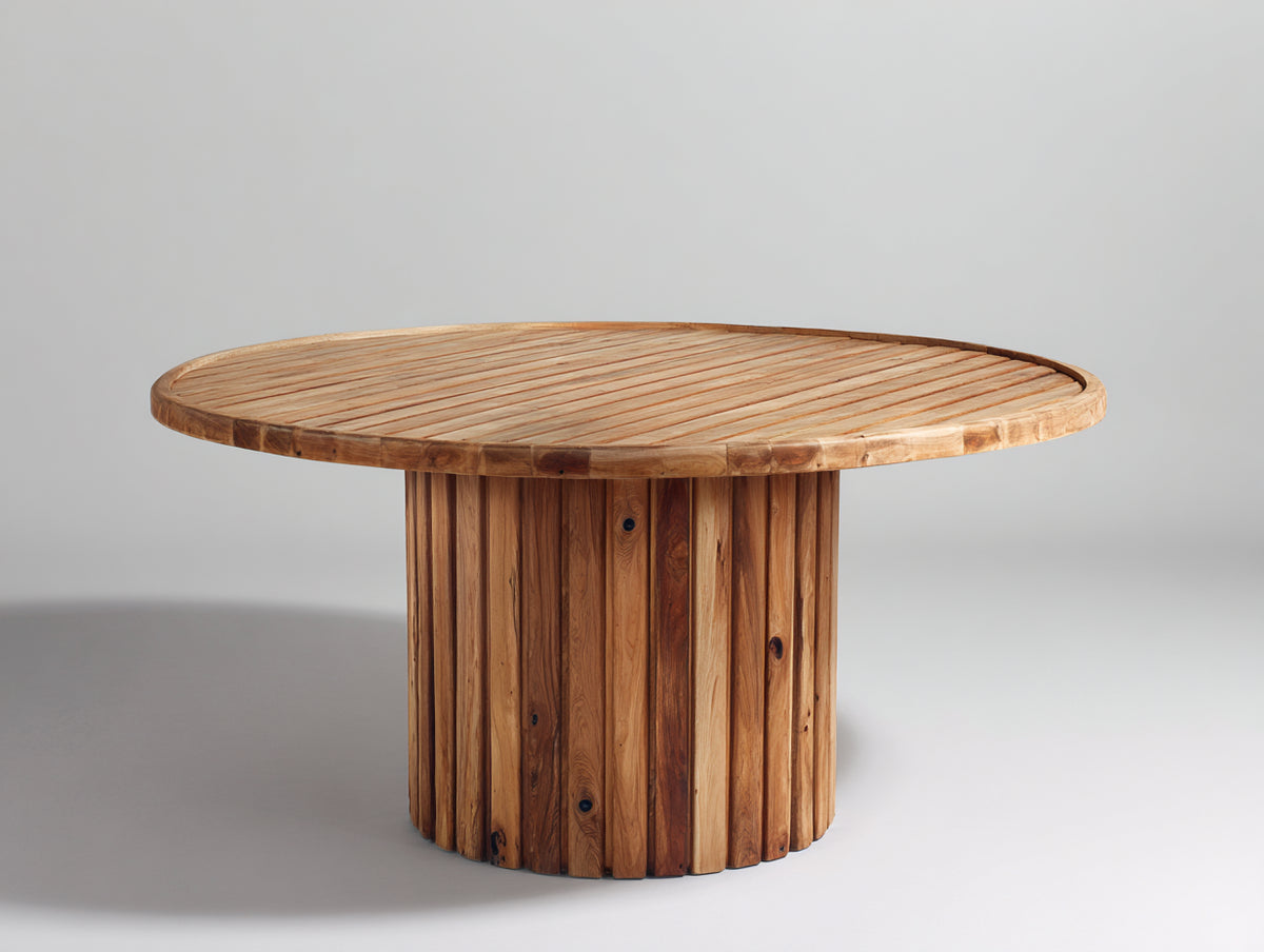 Table de jardin - bois - 138x138x76 cm - brun doré - style rustique moderne
